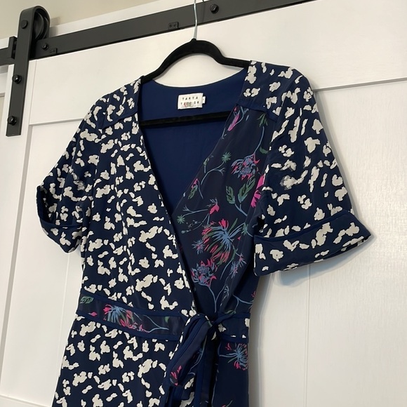 Tanya Taylor Luisa Wrap Dress Blue Size 8 - Picture 6 of 10
